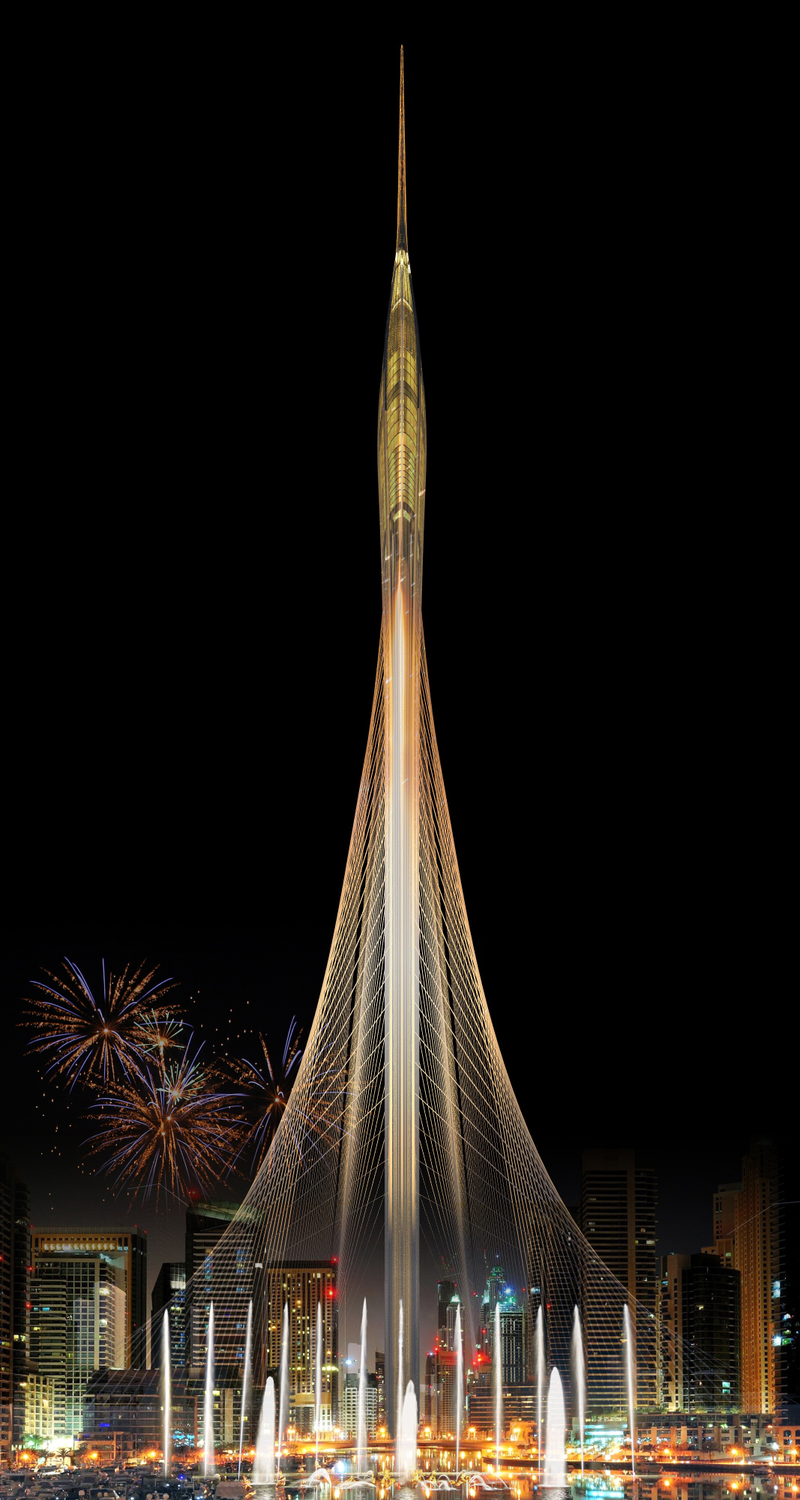 A rendering of the observation tower, which is planned for the Dubai Creek Harbor